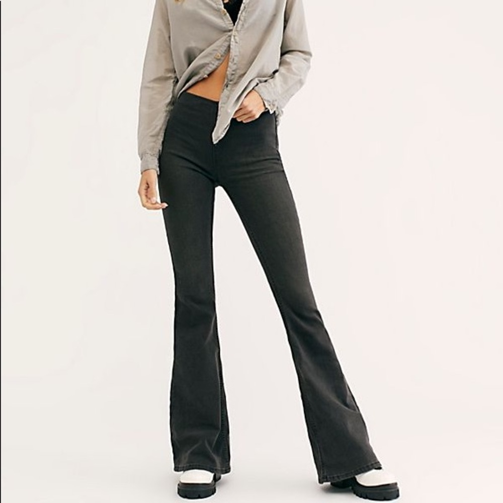 FREE PEOPLE Black Denim Flare Jeans Size 28